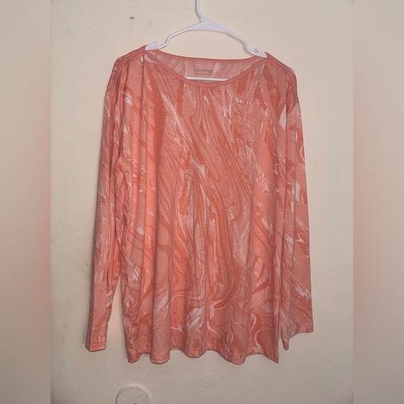 Uncover Tops - Uncover pink long-sleeved round-neck blouse, Size L